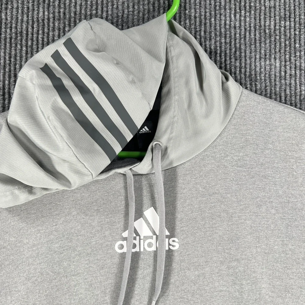 Adidas Hoodie Sweatshirt Mens Size Medium Gray Long Sleeve Activewear Sharp
